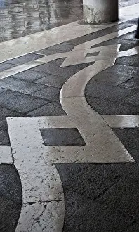 Italy Venice Doge's Palace -162 Decorative paving under the ground floor loggia of the west wing<br> Italy Venice