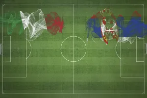 Italy vs Serbia Soccer Match, national colors