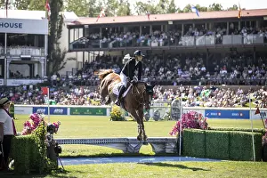 Category Historic EN Prints: Jana Wargers of Germany and riding Dorette Old compete in the first round of the 1