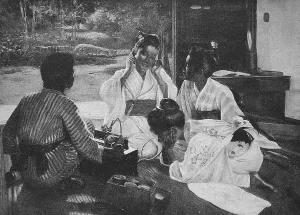 Japanese woman at the phonograph