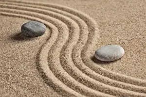 Category Buddhism Prints: Japanese Zen stone garden, relaxation