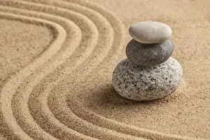 Category Buddhism Prints: Japanese Zen stone garden, relaxation