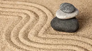Category Buddhism Prints: Japanese Zen stone garden, relaxation