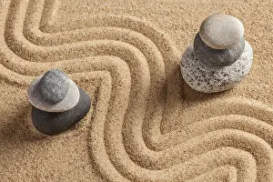 Category Buddhism Prints: Japanese Zen stone garden, relaxation
