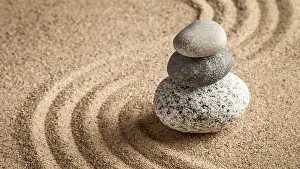 Category Buddhism Prints: Japanese Zen stone garden, relaxation