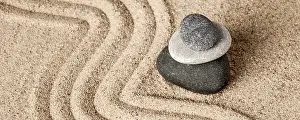 Category Buddhism Prints: Japanese Zen stone garden, relaxation