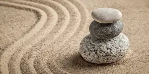 Category Buddhism Prints: Japanese Zen stone garden, relaxation