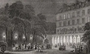 The Jardin Turc, Paris, antique steel engraved print
