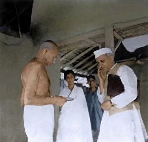 Jawaharlal Nehru and Mahatma Gandhi, Wardha, Maharashtra, India, Asia, 1938, Asia