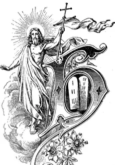 Jesus Christ with cross and halo