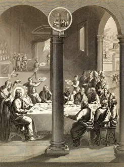 Jesus Christ and disciples at the table in the house of Simon the Leper