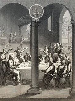 Jesus Christ and disciples at the table in the house of Simon the Leper