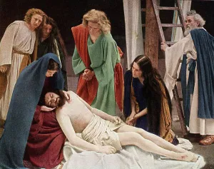 Jesus after the crucifixion with Mary his mother
