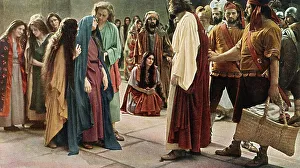 Jesus meeting his mother, colour post card from a Uvatypie template