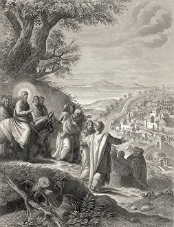 Jesus riding a donkey to Jerusalem