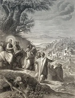 Jesus riding a donkey to Jerusalem