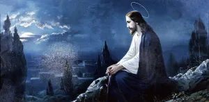 Jesus, sitting on the Mount of Olives