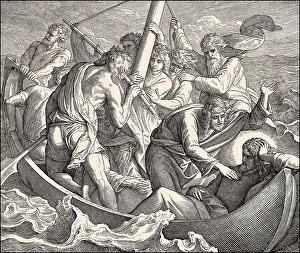 Jesus sleeps in boat during the storm