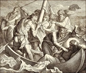 Jesus sleeps in boat during the storm