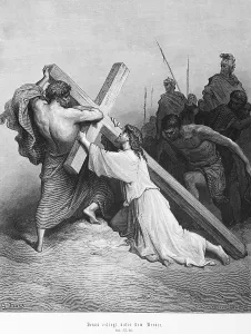 Jesus succumbs under the cross