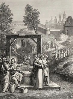 Jesus talks with a Samaritan woman