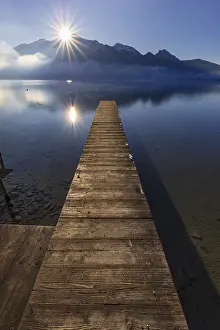 Jetty, boat dock, lake, reflection