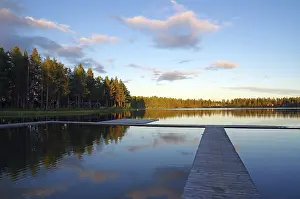 Jetty by the lake, evening light