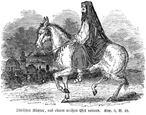 Jewish judge riding on a white donkey
