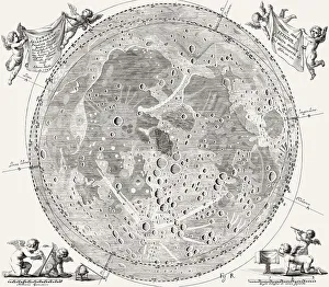 Johannis Hevelii Epistolae IV, map of the moon by Johannes Hevelius
