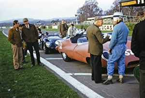 John Coundley (32) and Bill de Selincourt (33), Lister Auto, sports car race at Goodwood, March 1961