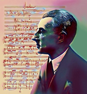 Joseph Maurice Ravel, 1875 - 1937, French composer, pianist and conductor, leading musician in Impressionism, 1925, sheet music from Sonatine, premier mouvement, 1905, digitally edited