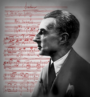 Joseph Maurice Ravel, 1875 - 1937, French composer, pianist and conductor, leading musician in Impressionism, 1925, sheet music from Sonatine, premier mouvement, 1905, digitally edited