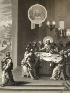 Judas Iscariot retiring from the Last Supper