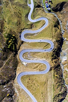 Category Mountain Landscapes Prints: Julierpass, winding alpine pass in the Engadine