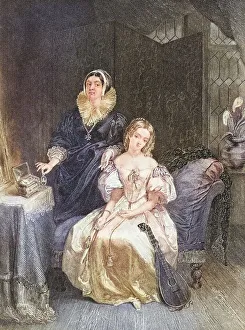 Juliet and her nurse. Illustration for the play Romeo and Juliet by William Shakespeare