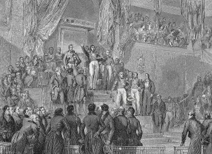 The July Revolution in Paris, Louis Philip makes an oath on August 9