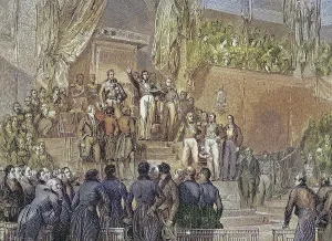 The July Revolution in Paris, Louis Philip takes an oath on 9 August 1830