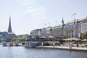 Jungfernstieg with Inner Alster Lake and gastronomy Cafe Alsterpavillon Alex