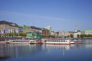 Jungfernstieg with Inner Alster Lake and jetty