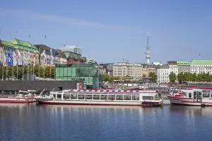 Jungfernstieg with Inner Alster Lake and jetty