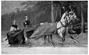 Kaiser Wilhelm II in a horse-drawn sledge