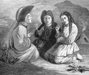 Kalchas women in Mongolia, historical illustration