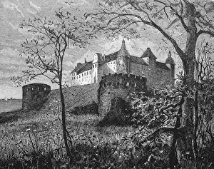 Kalmar Castle, Sweden, historical woodcut