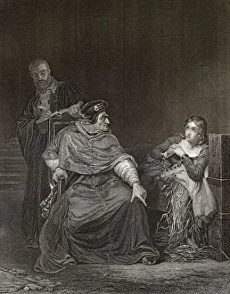 Kardinal Beaufort verhoert Jeanne d'Arc im Gefaengnis
