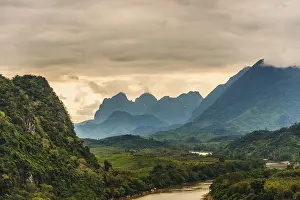 Karst landscape, forested karst mountains with Nam Ou River
