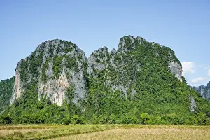 Category Mountain Landscapes Prints: Karst landscape, forested karst mountains Vang Vieng