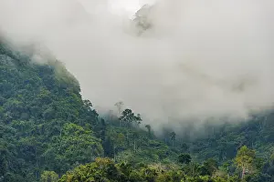 Karst mountains shrouded in clouds
