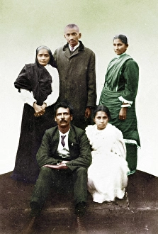 Kasturba Gandhi and Mahatma Gandhi with Dr Hermann Kallenbach and women, 1913