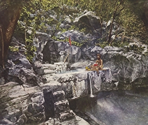 A Kathiawad devotee at the foot of the Girnar Hill early 1900's, Junagadh Saurashtra, Gujarat, India, Asia
