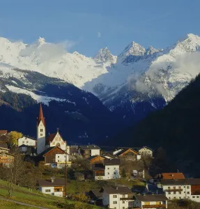 Kauns in Kaunertal, overlooked by the Oetztal Alps A-Austria/Tyrol